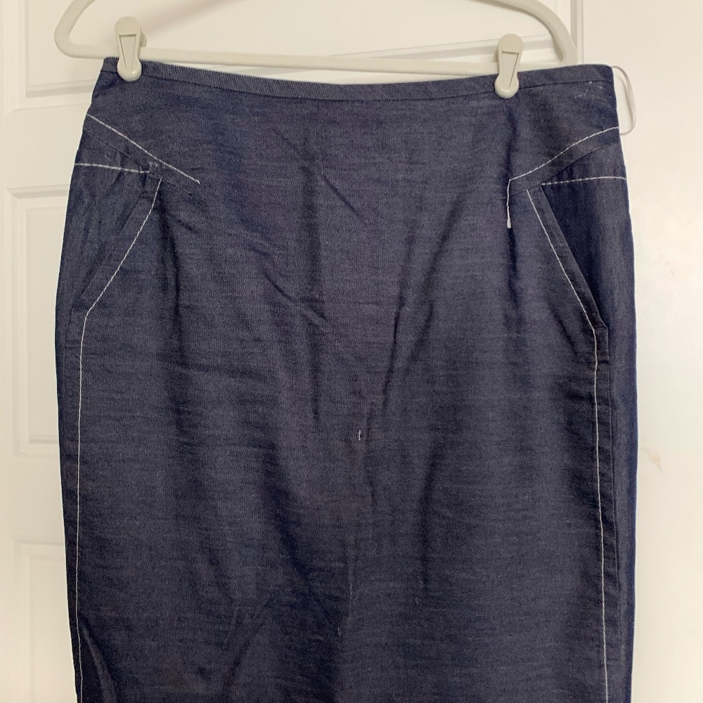 Escada Pencil Skirt Denim Zipper Back